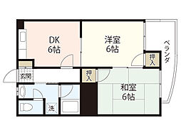 ヴィラブランシュ牛田 2DKの間取図画像
