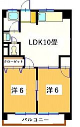 第二今井ビル 2LDKの間取図画像