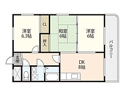 第2大上ビル 3DKの間取図画像