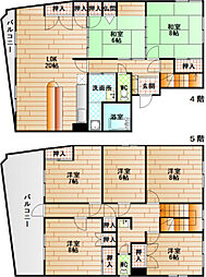 第2金口ビル 4階7LDKの間取り