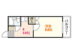 Michiroom長束 1Kの間取図画像