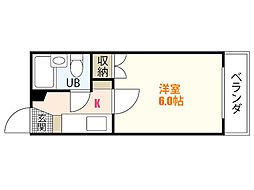 エステート10長束 1Kの間取図画像