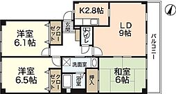 パークファイブA棟 2階3LDKの間取り