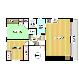 中本ビル 2階2LDKの間取り