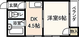 ライブ・オーク坂本 1DKの間取図画像