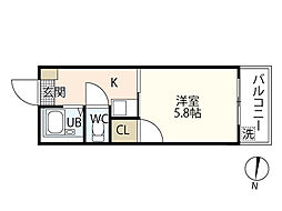 ダイヤレジデンス五日市 1Kの間取図画像