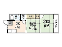 向井コーポ 2DKの間取図画像