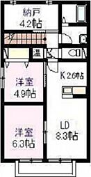 フォレスト長束 2SLDKの間取図画像