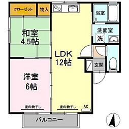 クレインハイム 2LDKの間取図画像