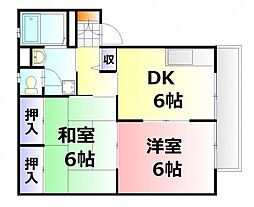 グリーンビレッジ3番館 2DKの間取図画像