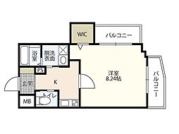 KDXレジデンス舟入幸町 1Kの間取図画像