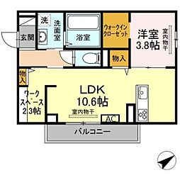アムール 1LDKの間取図画像