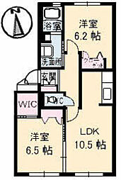 フレヴェール 2LDKの間取図画像