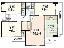 フォーラム牛田南 4LDKの間取図画像