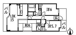 ランドマークシティ紙屋町 3LDKの間取図画像