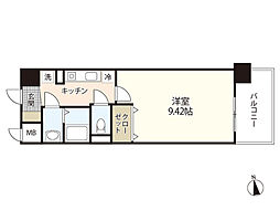第21友建ビル 1Kの間取図画像