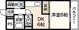スタープラザ舟入 1DKの間取図画像