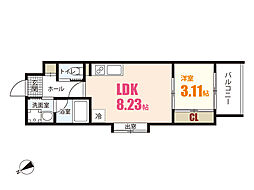 YELLSTAGE長束WEST 1LDKの間取図画像