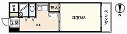 アルカサール大芝 1Kの間取図画像
