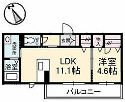 ウィングコートF・R 1LDKの間取図画像