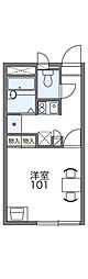 レオパレスグリンビューF 1Kの間取図画像