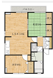 サニーハイツC 2LDKの間取図画像