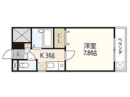 横川マンション 1Kの間取図画像