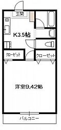 サザン27前川ビル 1Kの間取図画像