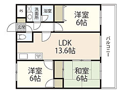 リベルテ中央 3LDKの間取図画像