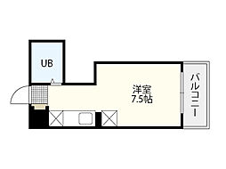 グロワール中広 ワンルームの間取図画像