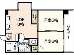 第7山本ビル 2DKの間取図画像