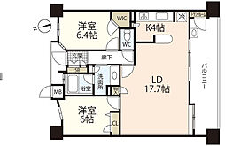 パークハウス縮景園 2LDKの間取図画像
