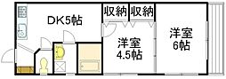 パレグレース平和公園 1LDKの間取図画像