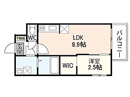 シャインライズ楽々園 1LDKの間取図画像