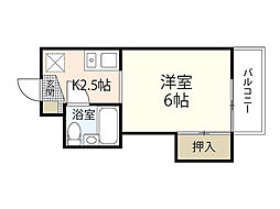 メゾン川中 1Kの間取図画像