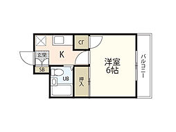マリオン21 1Kの間取図画像