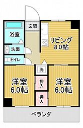 第1好木ビル 2LDKの間取図画像