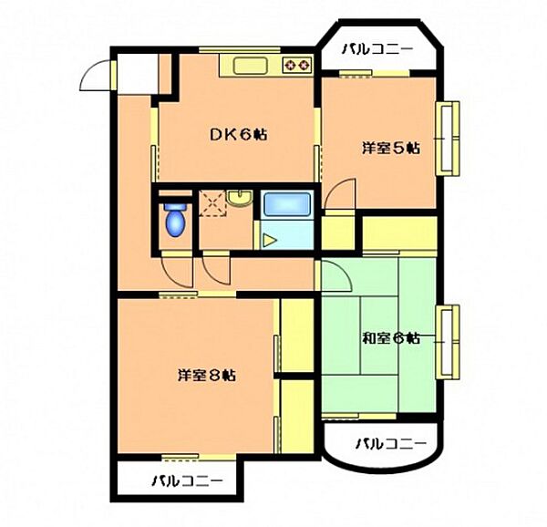 広島県広島市安佐南区緑井2丁目(賃貸マンション3DK・4階・67.40㎡)の写真 その2