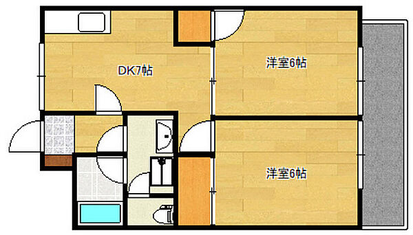 ＹＳビル ｜広島県広島市西区横川新町(賃貸マンション2DK・3階・44.22㎡)の写真 その2