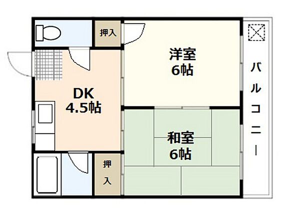 広島県広島市安佐南区川内6丁目(賃貸マンション2DK・3階・34.44㎡)の写真 その2