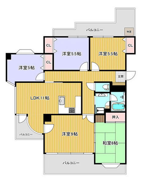 広島県広島市中区西平塚町(賃貸マンション5LDK・10階・103.28㎡)の写真 その2