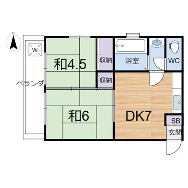 ホレストタウンビル ｜広島県広島市西区中広町1丁目(賃貸マンション2DK・2階・35.24㎡)の写真 その2