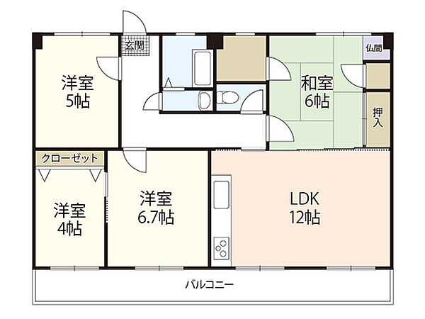 三滝リバーハイツ ｜広島県広島市西区三滝町(賃貸マンション4LDK・4階・72.08㎡)の写真 その2