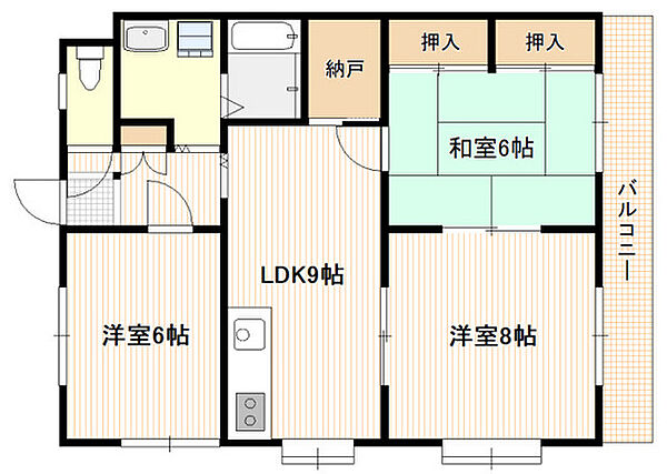 広島県広島市佐伯区美の里1丁目(賃貸マンション3LDK・3階・66.10㎡)の写真 その2