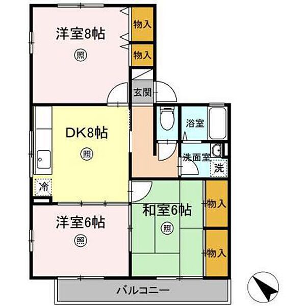 広島県広島市佐伯区八幡5丁目(賃貸アパート3LDK・2階・64.40㎡)の写真 その2