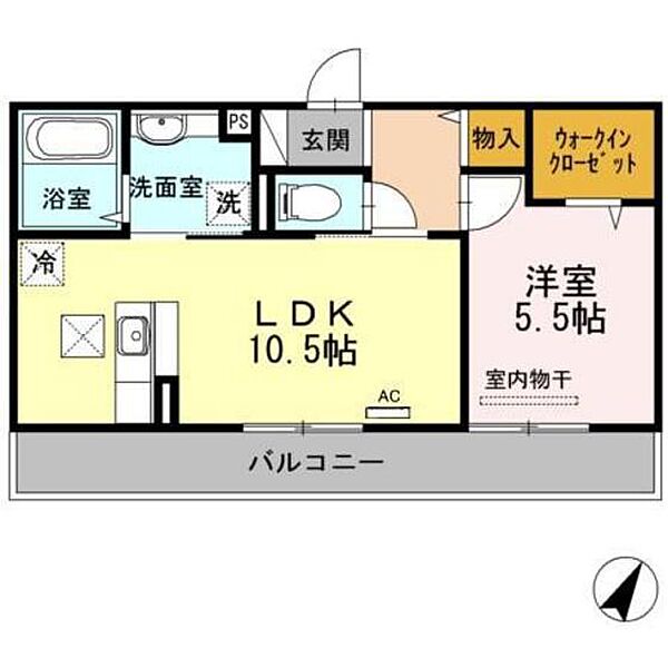 広島県東広島市西条中央7丁目(賃貸アパート1LDK・1階・41.75㎡)の写真 その2