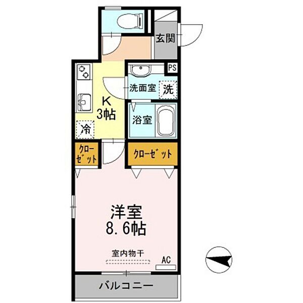 広島県安芸郡府中町宮の町1丁目(賃貸アパート1K・2階・32.01㎡)の写真 その2