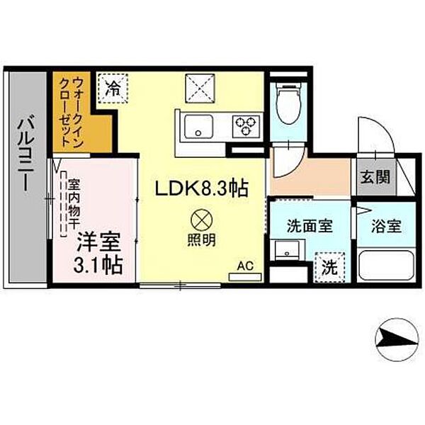 広島県広島市東区尾長西1丁目(賃貸アパート1LDK・1階・31.46㎡)の写真 その2