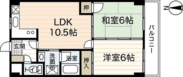 ライブ・コーポ辰広 ｜広島県広島市安佐南区川内2丁目(賃貸マンション2LDK・2階・51.30㎡)の写真 その2