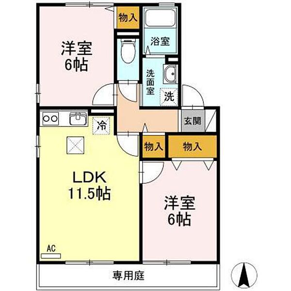 広島県広島市佐伯区三筋1丁目(賃貸アパート2LDK・1階・53.70㎡)の写真 その2